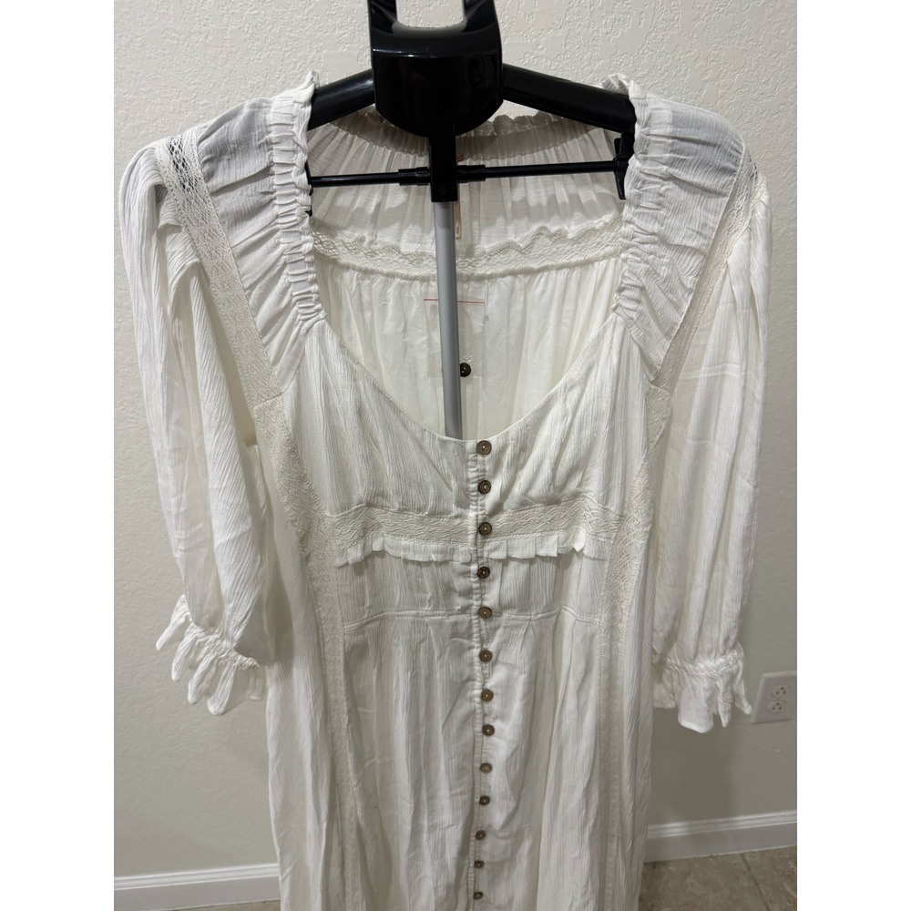 NWOT Free People Magdalia Gauze Maxi Dress Boho Gypsy Size L Fairycore Etherial - Picture 3 of 7